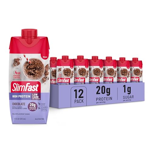 SlimFast Protein Shake, Chocolate, 20g Protein, Meal Replacement, 12 Count R712103