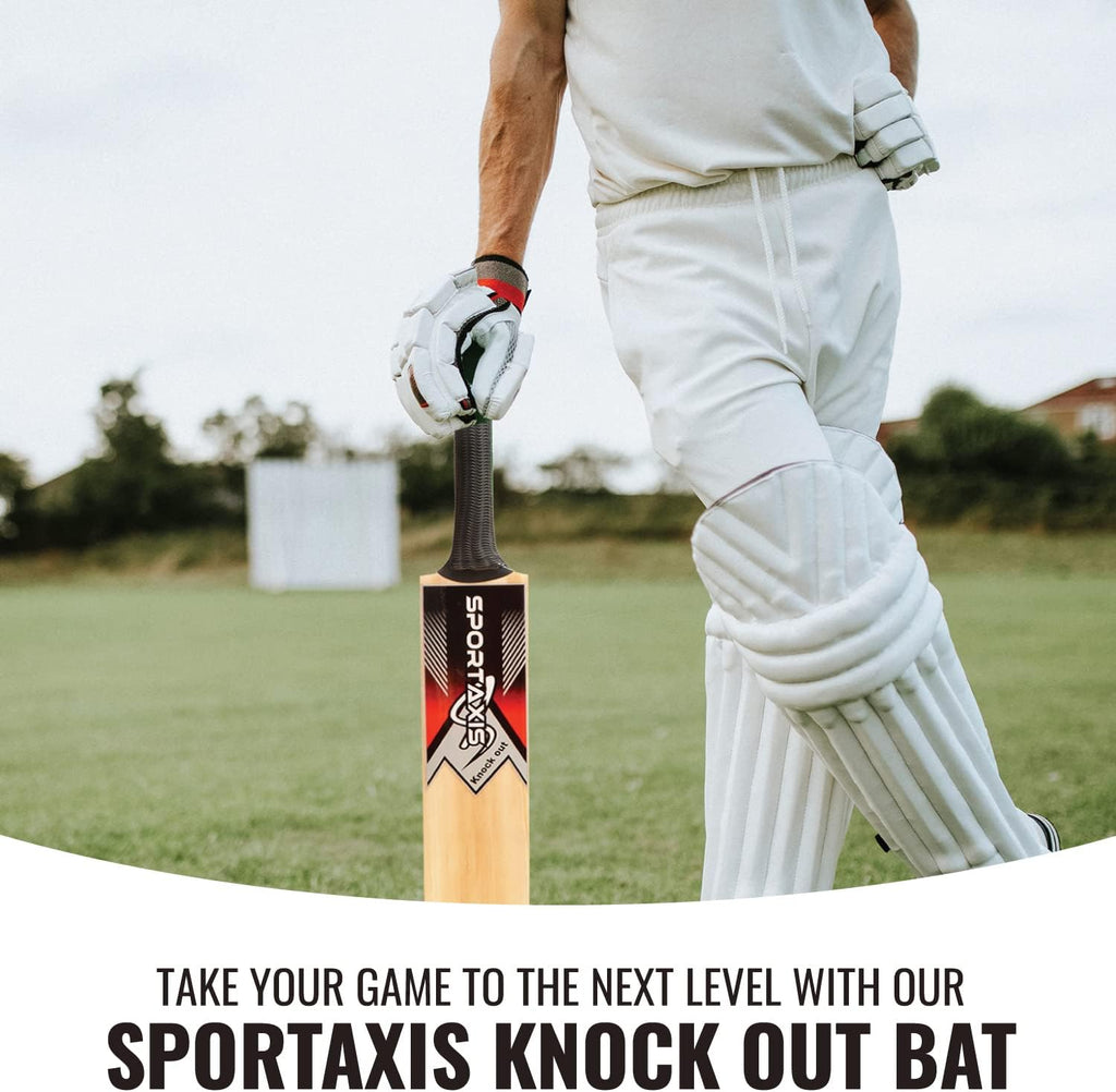 SPORTAXIS Wooden Kashmir Willow Cricket Bat with Foam-Padded Bag T3787