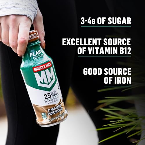 Muscle Milk Plant Based Protein Shake, Vanilla Caramel, 11.16 Fl Oz, 12 Pack C445