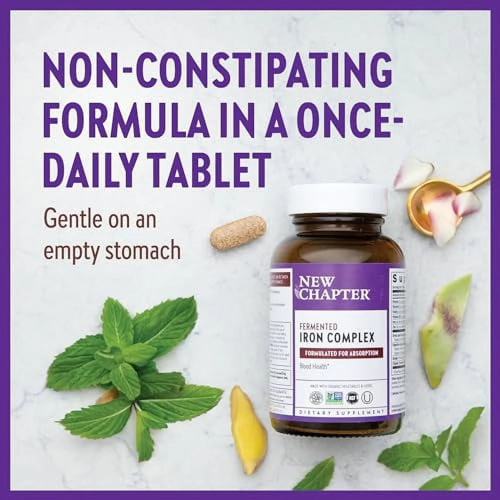 New Chapter Iron Supplement, Whole-Food Fermented with Organic Vegetables & Herbs, 60ct P371