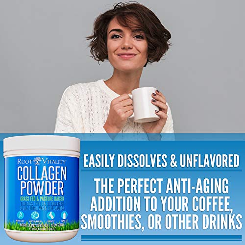 Root Vitality Collagen Peptides Powder - Grass-Fed Hydrolyzed Protein Supplement for Skin, Hair & Nails U87368