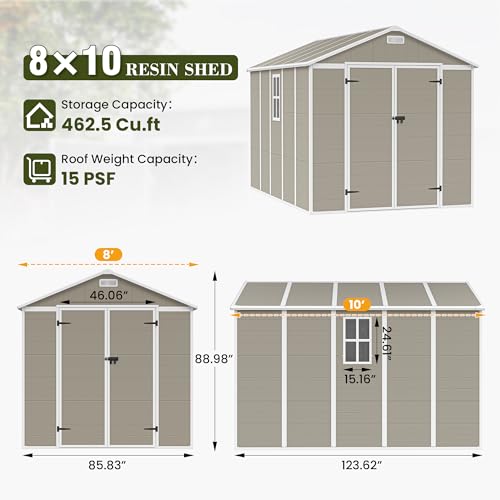 UDPATIO Outdoor Storage Shed 6x6 FT Resin Garden Shed with Lockable Door D90316