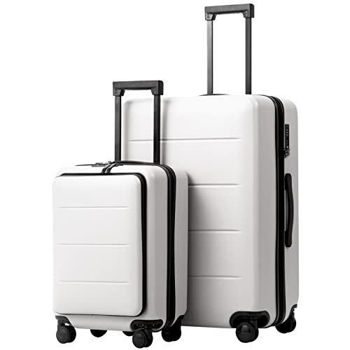 Coolife Luggage Suitcase Piece Carry On ABS+PC Spinner Trolley with pocket Compartmnet(Night navy, 20in(carry on))