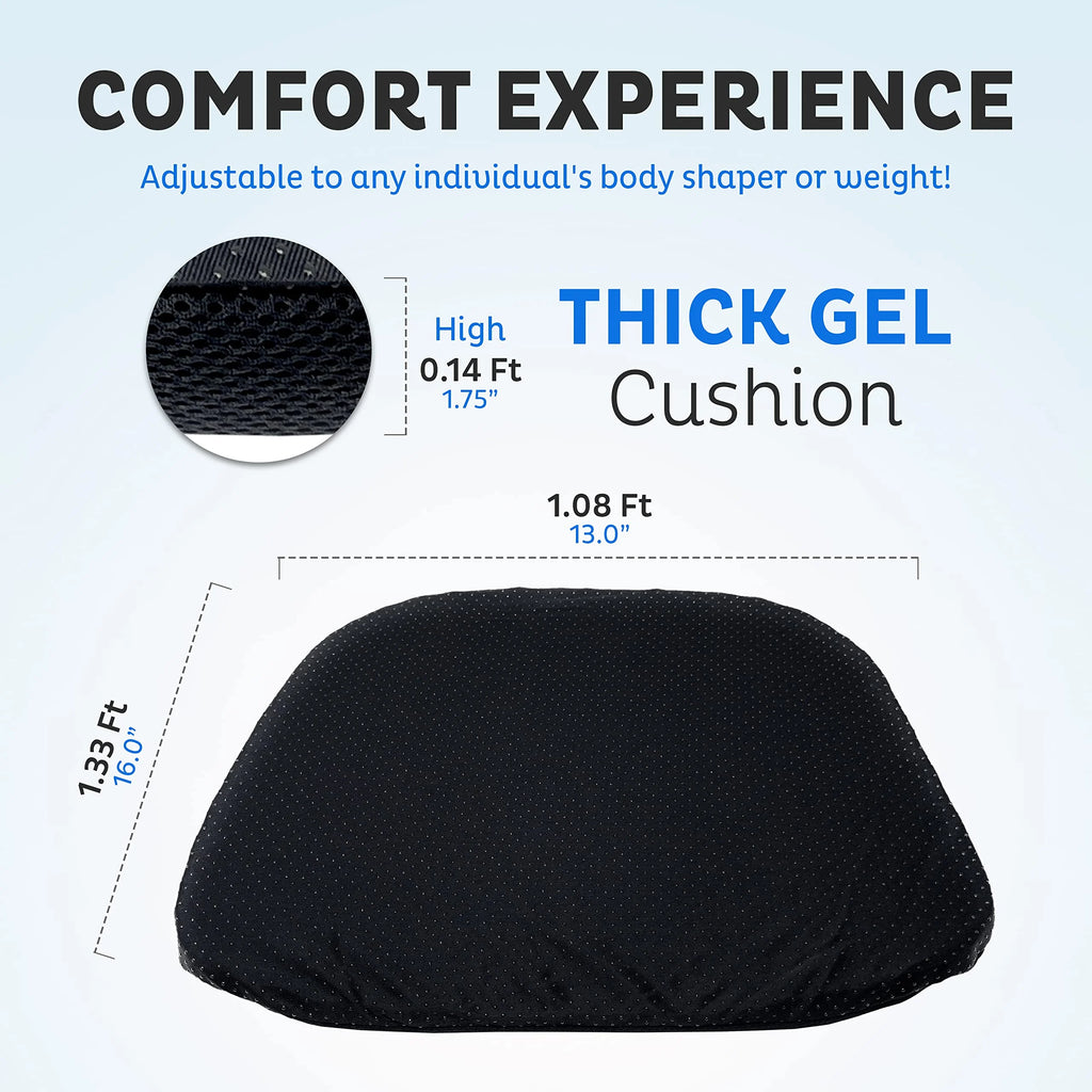 Gel Seat Cushion with Ergonomic Honeycomb Design, Large Size, Removable Washable Cover C7240