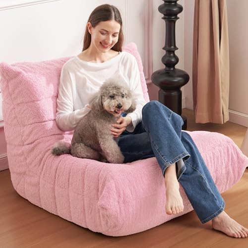 Bean Bag Chair Big Sofa for Adults with Memory Foam, Black Plush A2357