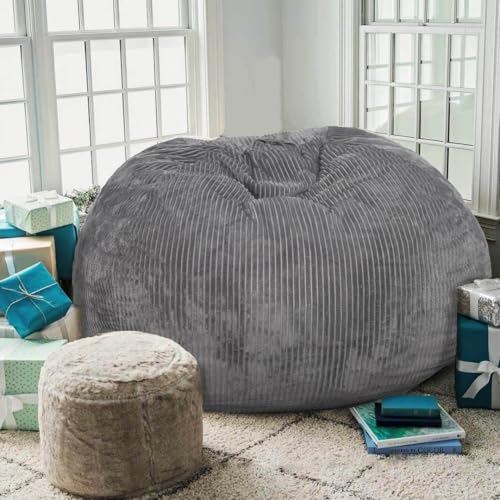 Faux Fur Bean Bag Chair for Adults with Filling, Blue J1419