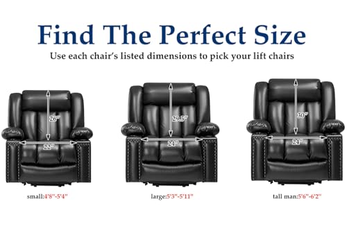 Large Power Lift Chair Recliner for Elderly with Heat and Massage, Dark Brown W500