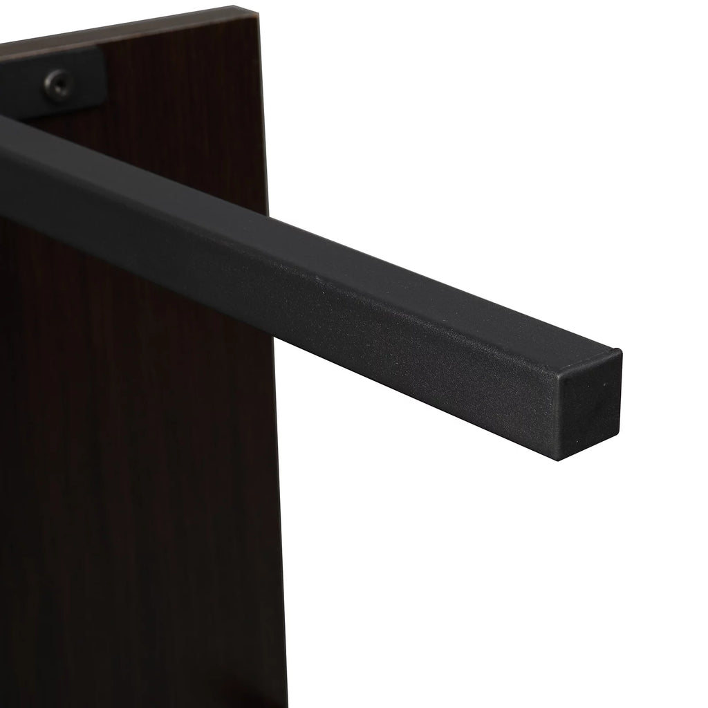 5-Shelf Wood Ladder Bookcase with Metal Frame, Dark Walnut U3309