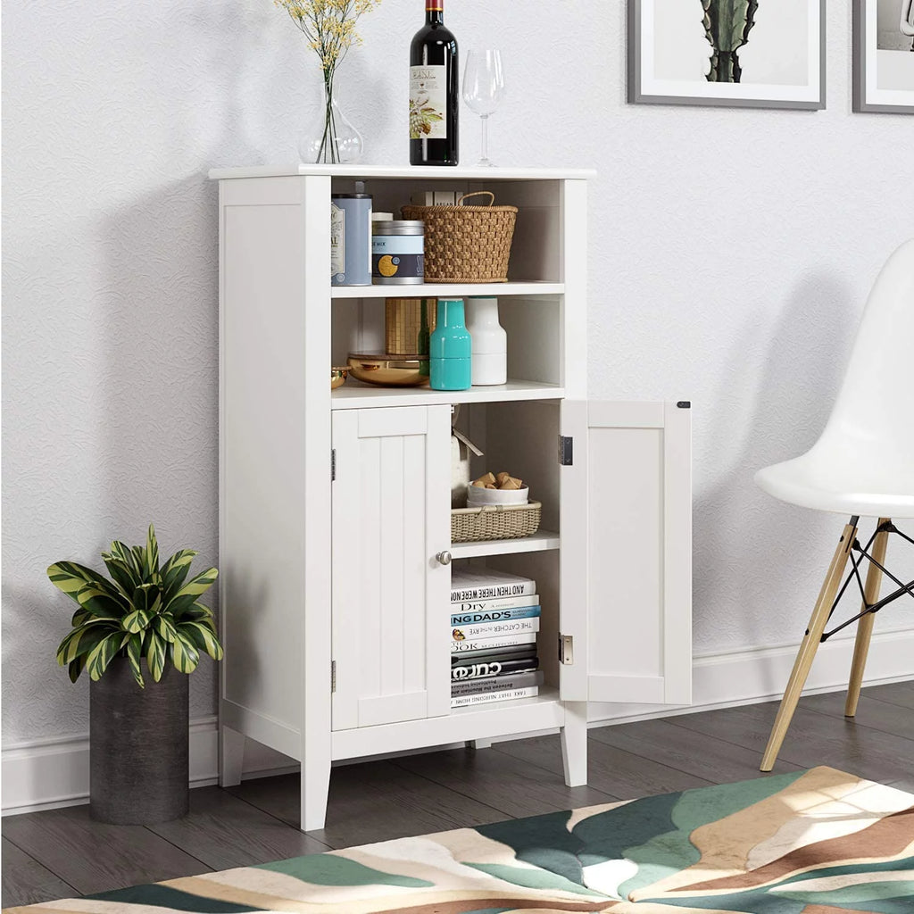 Homfa 2 Tier Bathroom Storage Cabinet with Doors, White Y42661