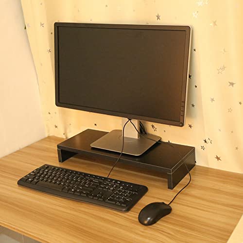 Wooden Monitor Stand Riser with LED, Desktop Organizer for Home Office J5650