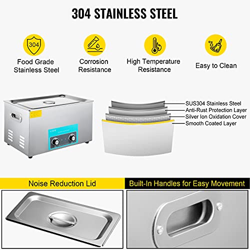 Mophorn 10L Ultrasonic Cleaner 304 Stainless Steel with Heater and Timer N4268