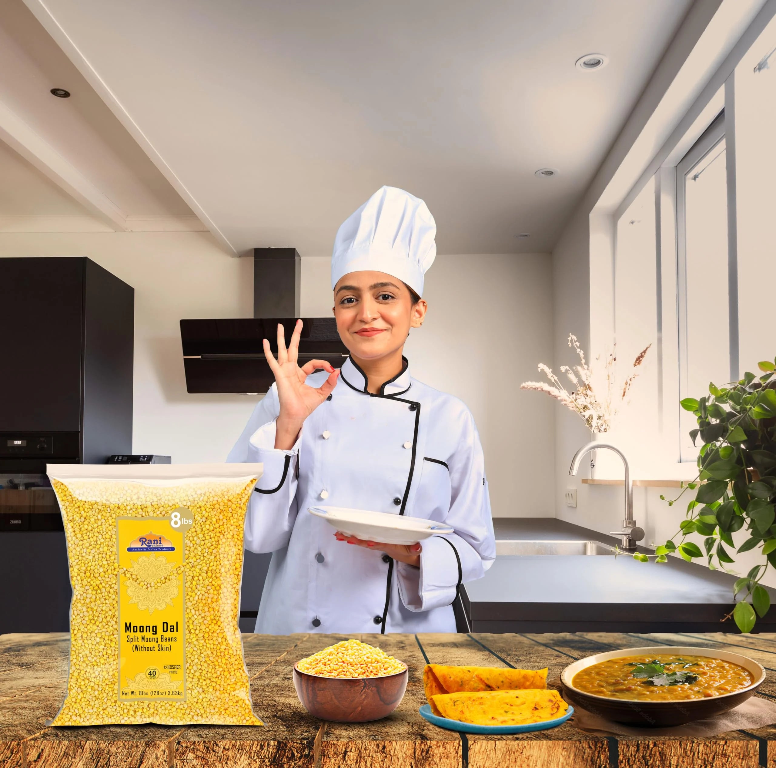 Rani Moong Dal Split Mung Beans Without Skin Lentils 128oz (8lbs) 3.63kg Bulk P4727