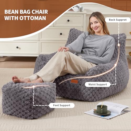 Big Bean Bag Chair for Adults with Foot Rest, Indoor Lounge Sofa P643