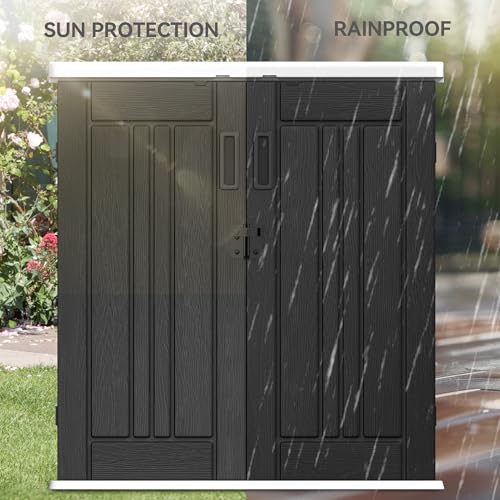 YITAHOME Outdoor Storage Cabinet with 2 Shelves, Waterproof Resin, Lockable, Dark Gray N641