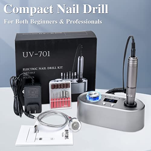 Delanie 40000 RPM Nail Drill Machine for Acrylic and Gel Nails, Gray H9124