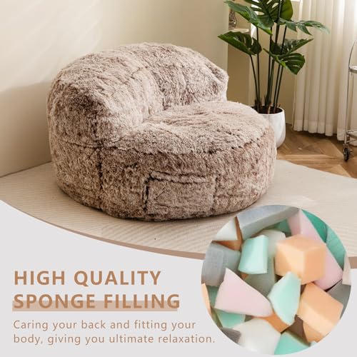 BYBYME Giant Faux Fur Bean Bag Chair for Adults with Filler T1937