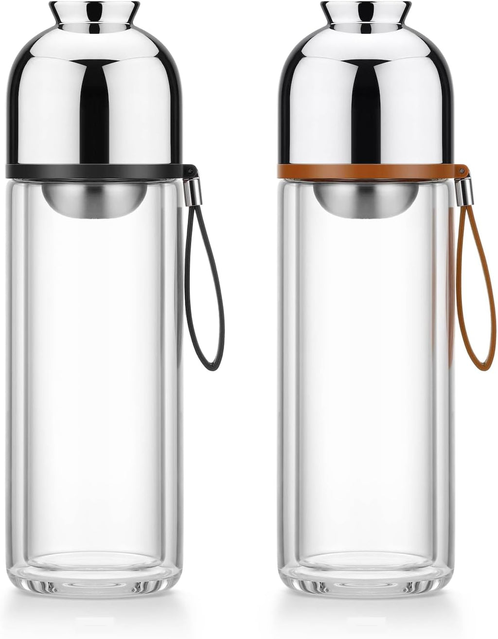 Tea Infuser Bottle - Magnetic Tea Tumbler with Tea Infuser - Leakproof Tea Bottle for Loose Leaf Tea - Double Wall Borosilicate Glass Tumbler for Tea Gifts - Travel Mug with Infuser for Hot Tea or Col