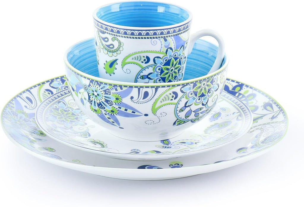 Elama Blue Crush 16 Piece Porcelain Dinnerware Set U7651