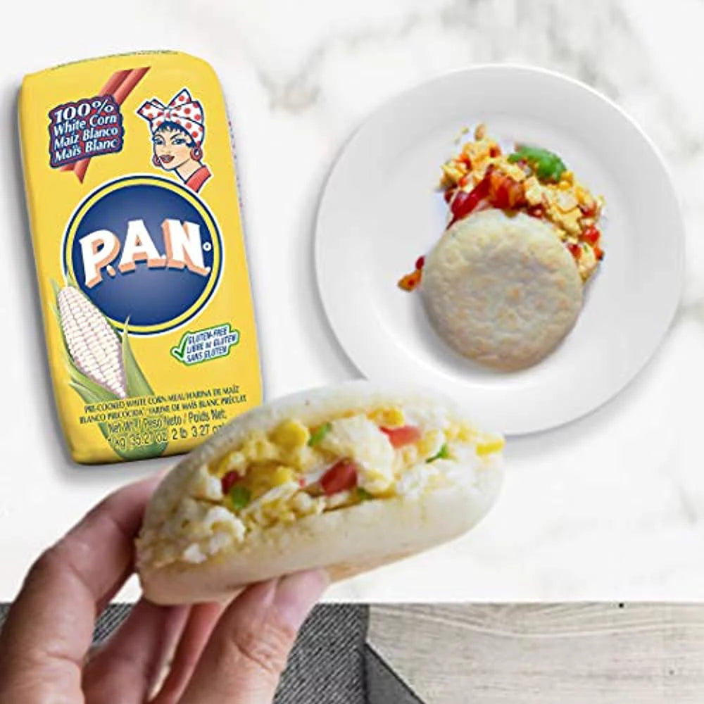 P.A.N. White Corn Meal Pre-cooked Gluten Free Flour for Arepas, 1 kg (Pack of 4) E247470