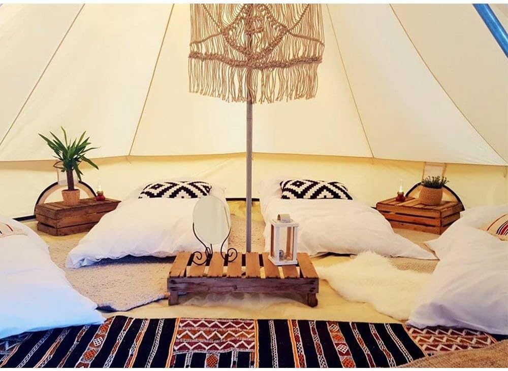 Waterproof Cotton Canvas Bell Tent with Stove Jack Hole for Family Camping C599