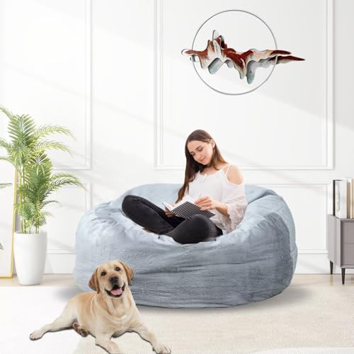 Bean Bag Chair for Adults 3FT, Soft Removable Cover, Light Gray M535251