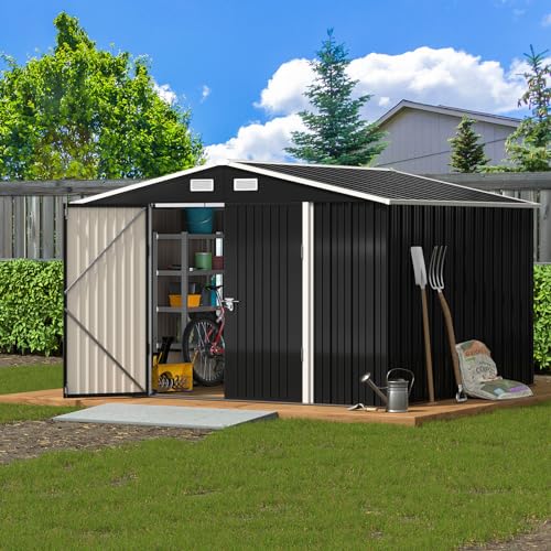 UDPATIO Outdoor Storage Shed 6x6 FT Resin Garden Shed with Lockable Door D90316