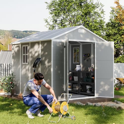 UDPATIO Outdoor Storage Shed 6x6 FT Resin Garden Shed with Lockable Door D90316