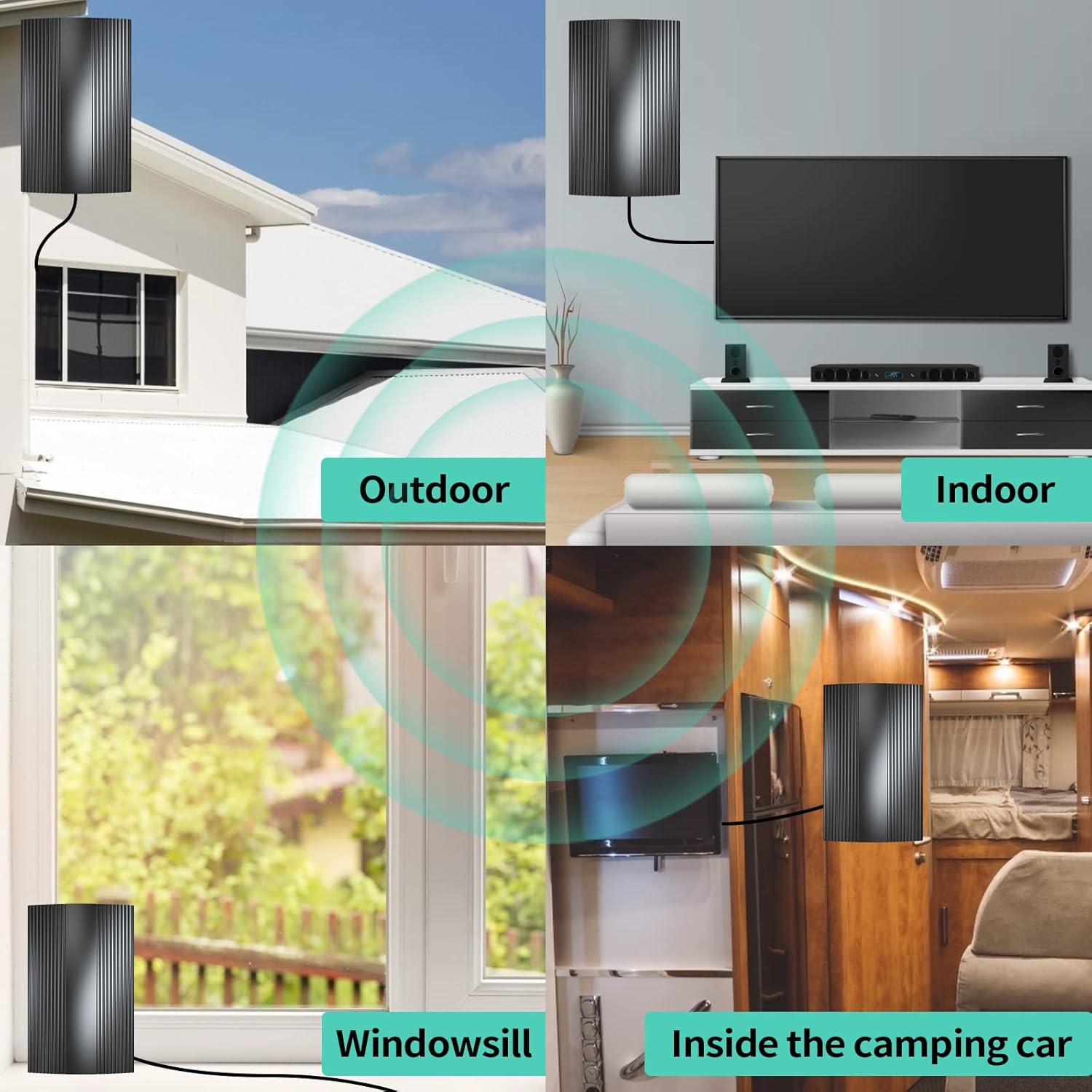 Upgraded TV Antenna 550+ Miles Indoor Outdoor Digital HDTV with Amplifier & 33FT Coaxial Cable J12971