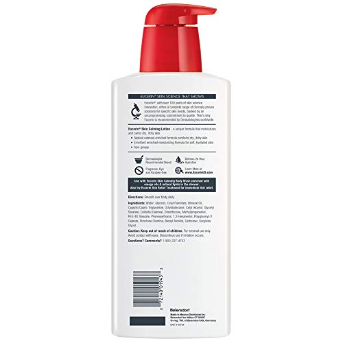 Eucerin Skin Calming Lotion for Dry, Itchy Skin, 16.9 fl. oz Pump Bottle S8717