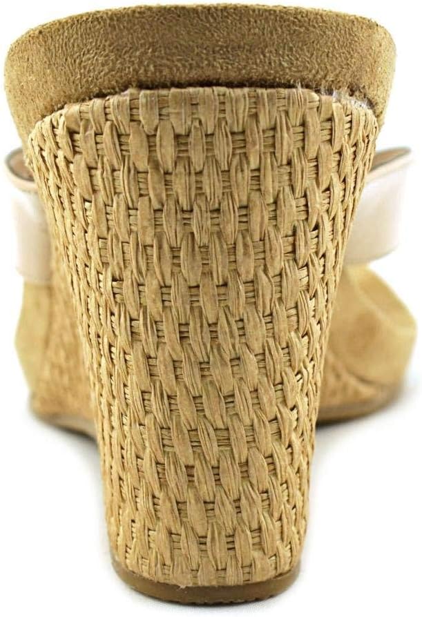 Style & Co. Womens Chicklet Patent Thong Wedge Sandals Beige 10.5 I58514