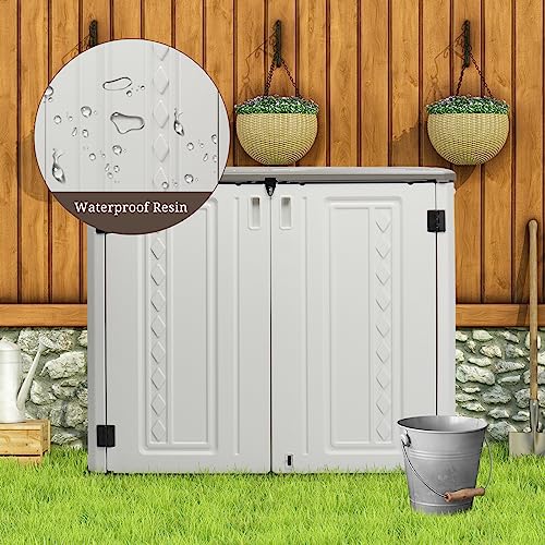 VINGLI Outdoor Storage Shed Resin Cabinet with Lockable Design, White M333440