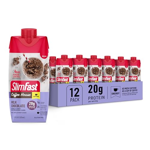 SlimFast Protein Shake, Chocolate, 20g Protein, Meal Replacement, 12 Count R712103