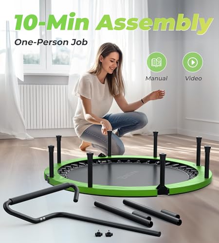 BCAN Foldable Mini Trampoline with Adjustable Foam Handle for Adults X4280