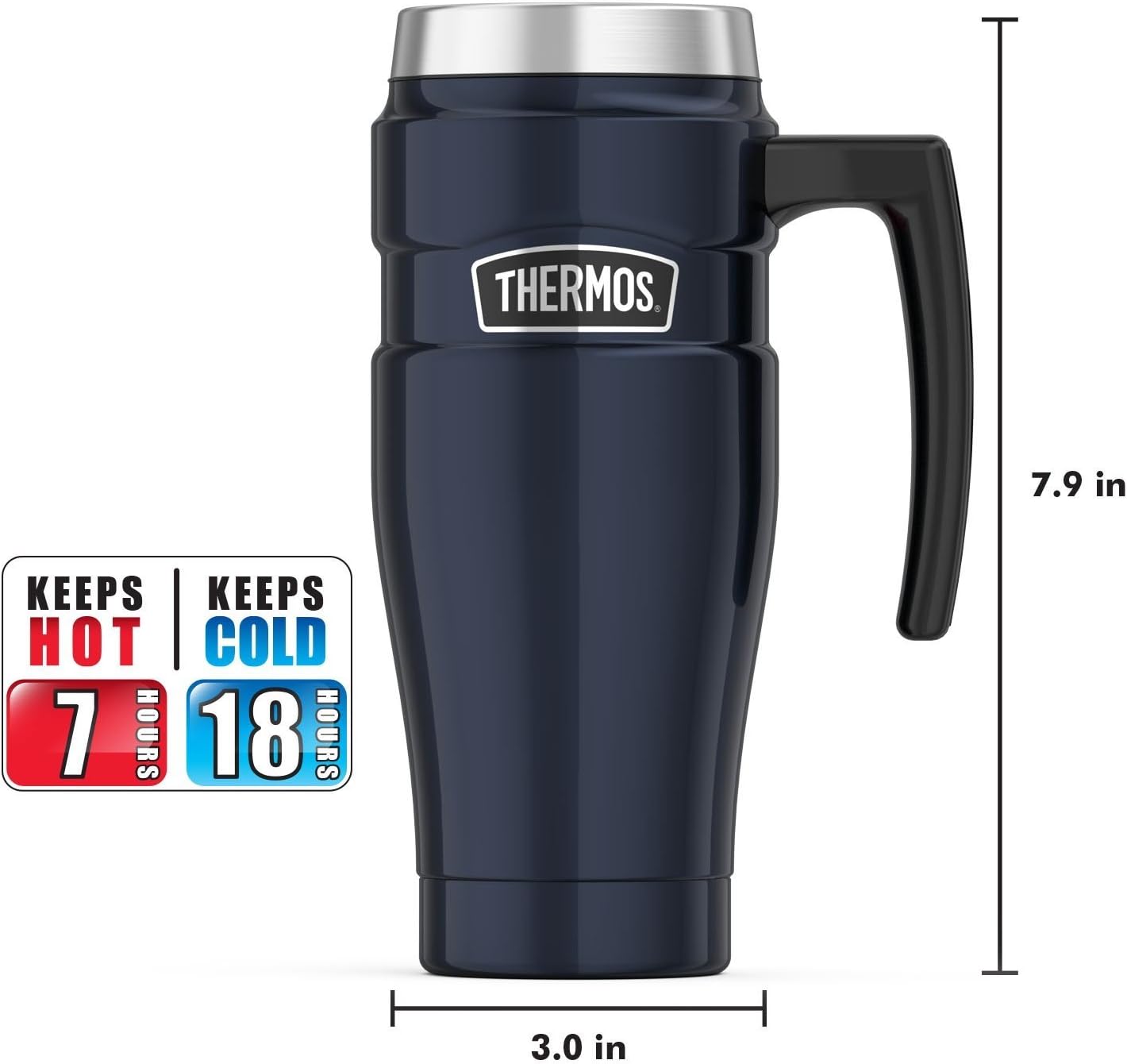 THERMOS Stainless King Vacuum-Insulated Travel Mug, 16 oz, Blue V489