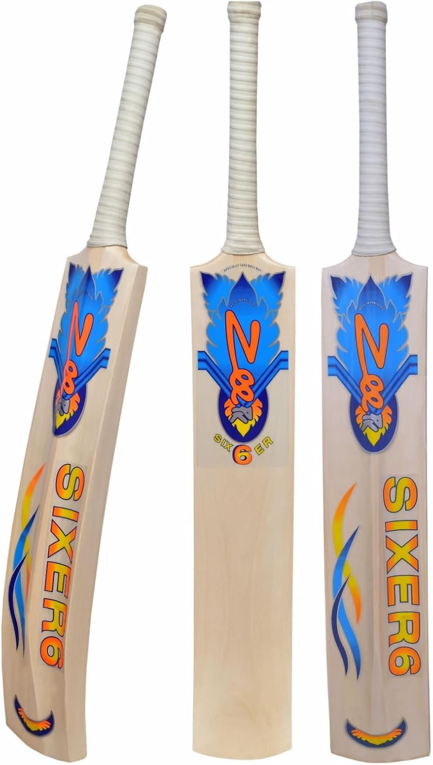 Cricket Bat Zeepk SIXER6 Tennis Tape Ball Full Size 4.5" inch Wide 35" Adult Full Cane Long Handle Hand Made Kashmir Willow - 2 lbs Lightweight & Strong Mid Sweet Spot Mid Profile Hard Hitting Sixer