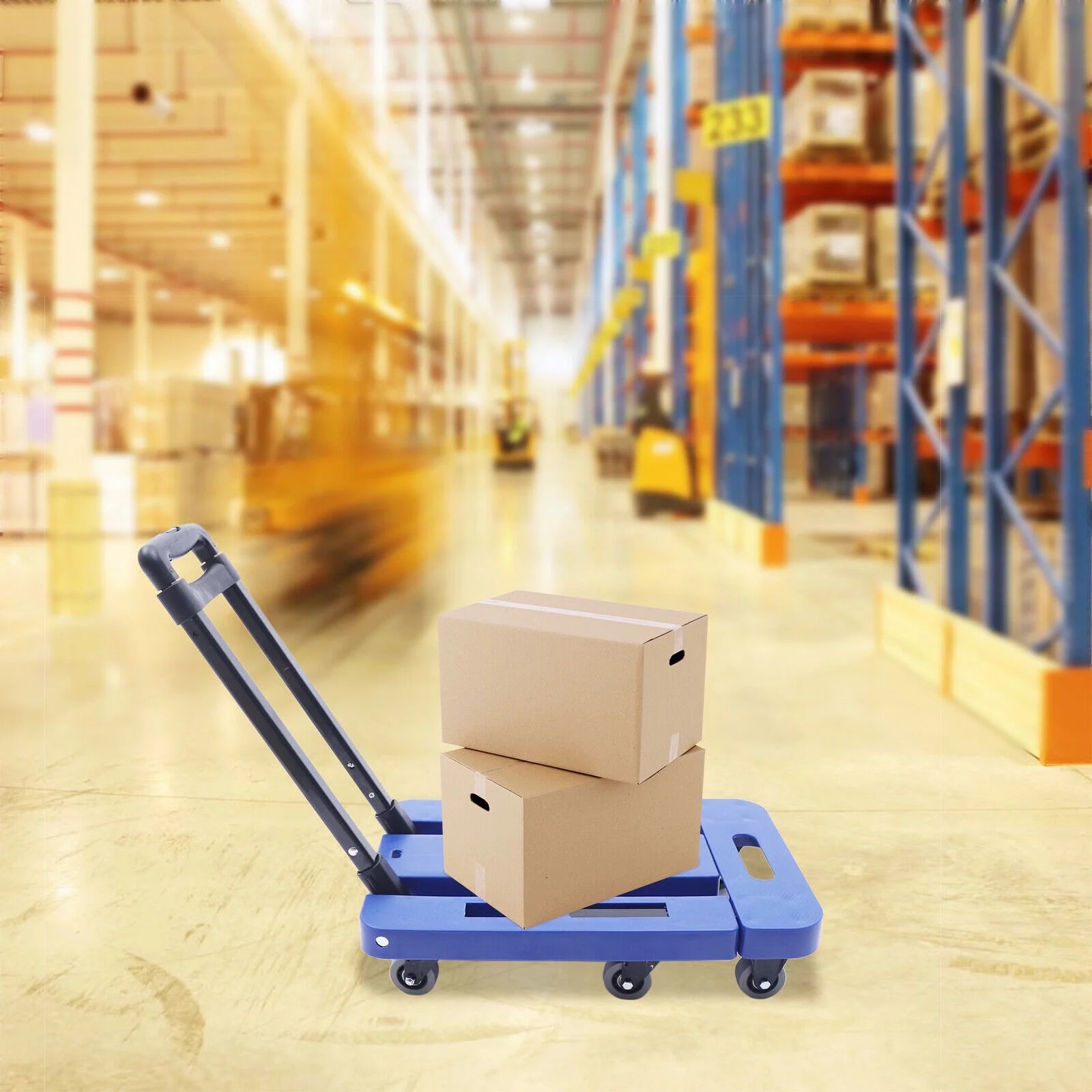 Folding Dolly Trolley Cart 220lbs Capacity 6 Wheels P5568