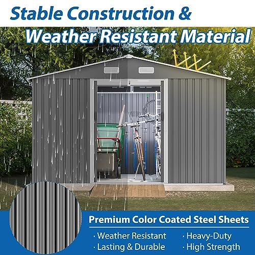 Outdoor Storage Shed 6x4 Ft, Heavy-Duty Resin Tool Shed with Lockable Doors Z7258