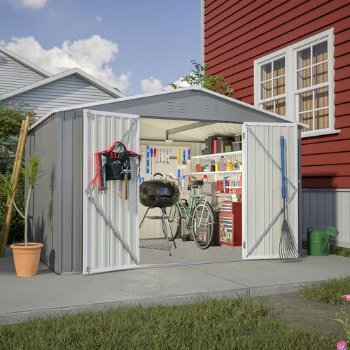 Outdoor Storage Shed 6x4 Ft, Heavy-Duty Resin Tool Shed with Lockable Doors Z7258
