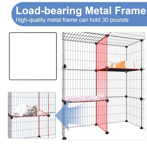 3-Tier Cat Cage Indoor Enclosure DIY Catio Detachable Metal Wire Kennel Large N50131