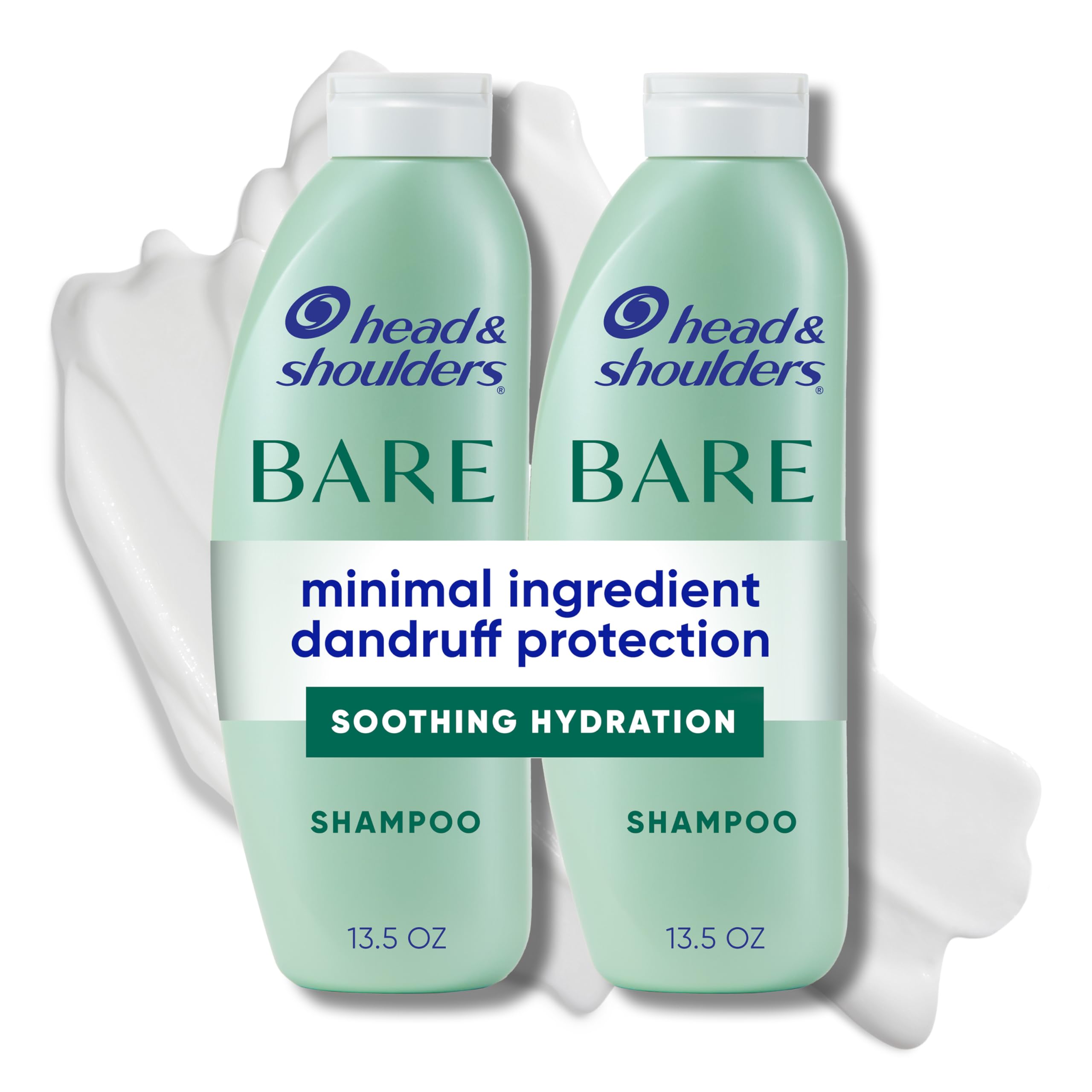 Head & Shoulders Anti-Dandruff Shampoo, BARE Soothing Hydration Twin Pack, 1% Pyrithione Zinc, Dry Scalp Relief, Free of Sulfates, Silicones, Dyes, 13.5 Fl Oz Each