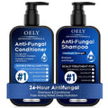 Anti-dandruff Shampoo & Conditioner Set: For Folliculitis, Scalp Psoriasis & Seborrheic Dermatitis, Relieves Redness, Itching, Flaking & Dryness, Strengthens, Repairs & Boosts Shine - 20.28 fl.oz