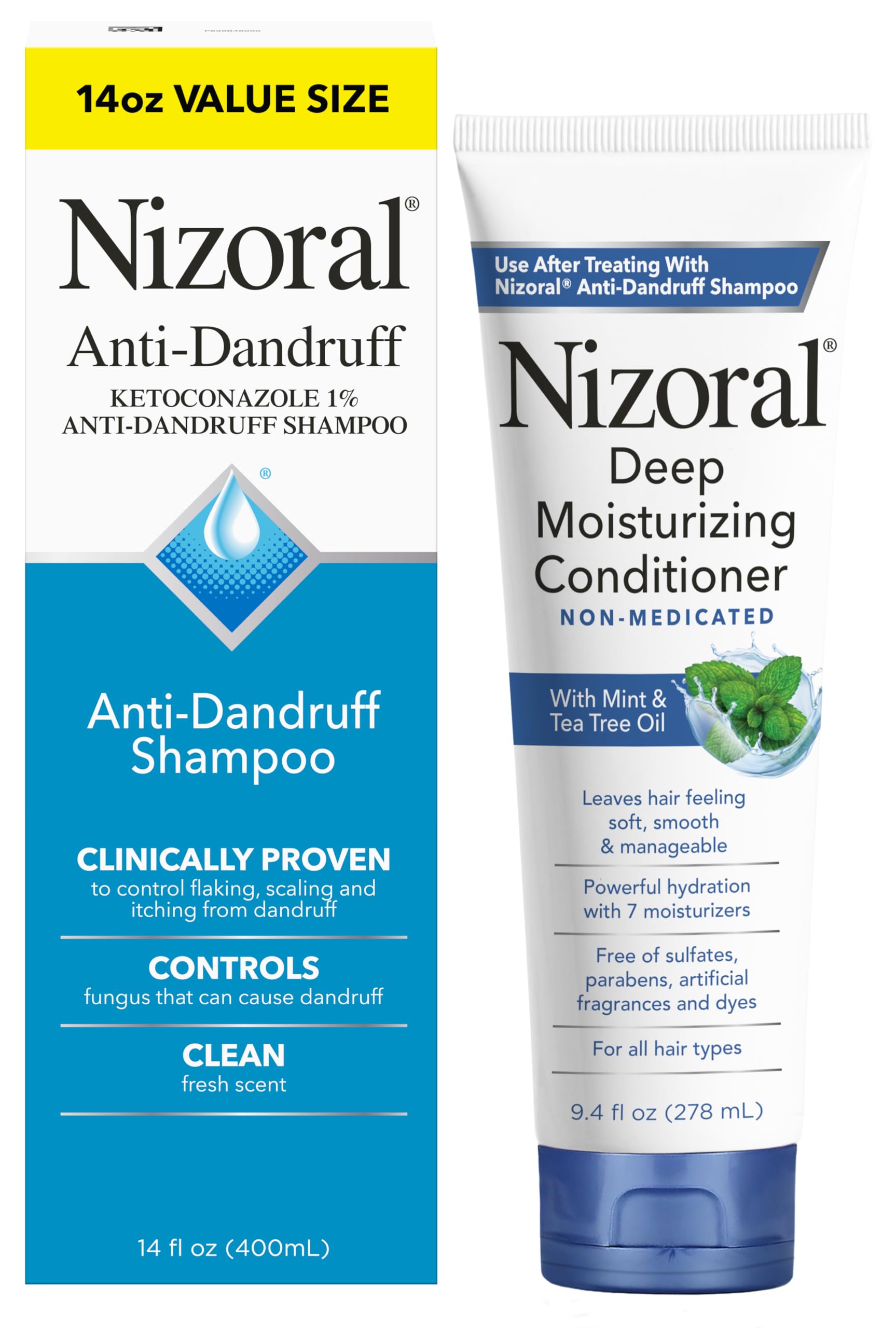 Nizoral 14 Oz Shampoo + 9.4 Oz Conditioner Bundle