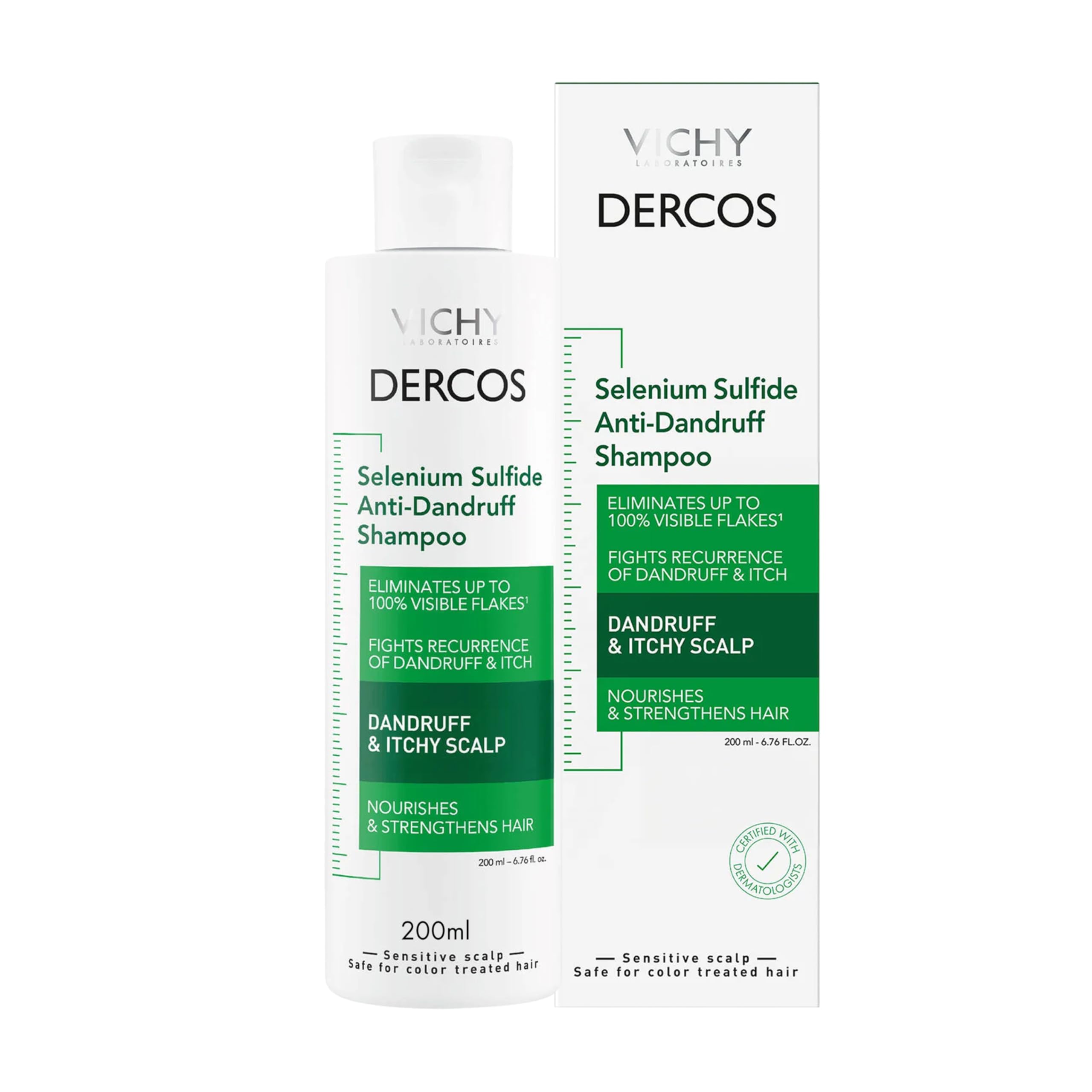 VICHY Dercos Dandruff Shampoo, Antifungal Itchy Scalp Treatment