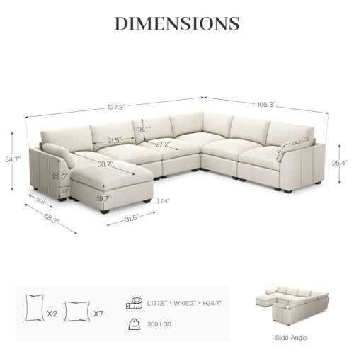 Belffin Extra Large Modular Sectional Sofa, 4-Seater L Shaped Velvet Couch, Black A1471