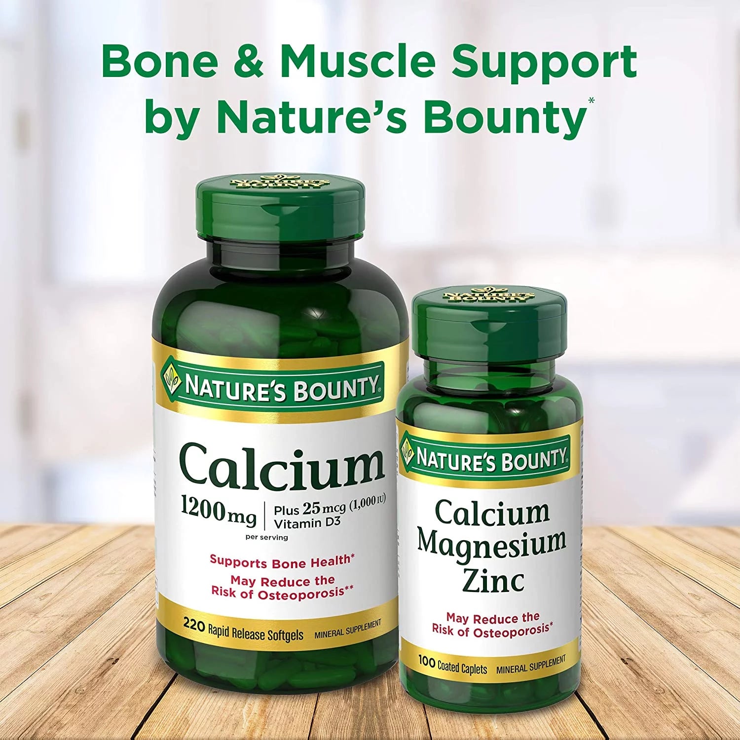 Nature's Bounty Calcium 1200mg Plus Vitamin D3 Softgels, 220 Count A81200