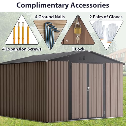 Outdoor Storage Shed 6x4 Ft, Heavy-Duty Resin Tool Shed with Lockable Doors Z7258