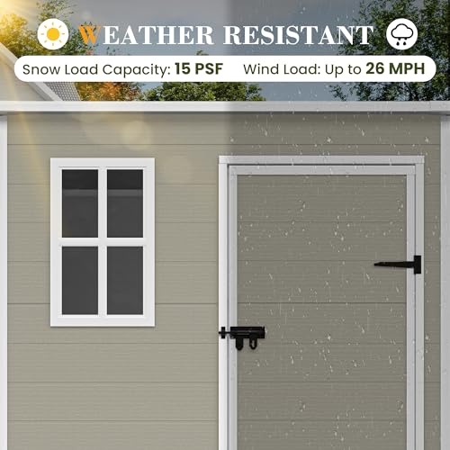 UDPATIO Outdoor Storage Shed 6x6 FT Resin Garden Shed with Lockable Door D90316