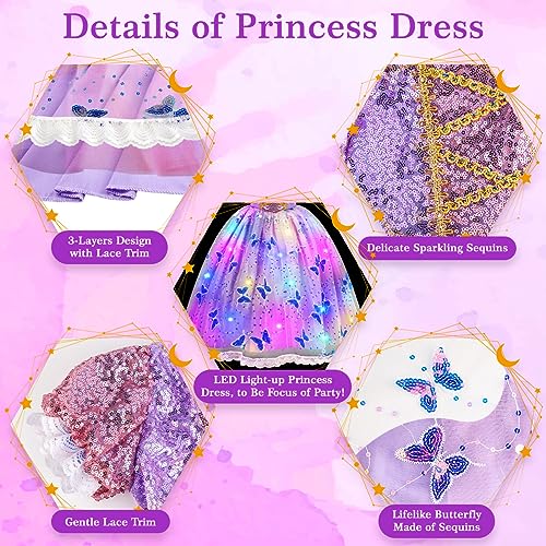 Meland Princess Dresses for Girls Light Up Costume Ages 3-10 C693761