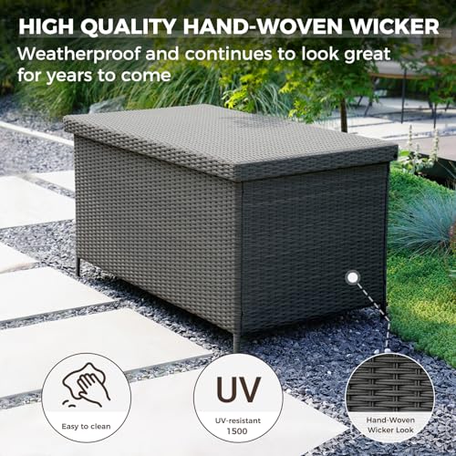 Grand patio 158 Gallon Deck Box Outdoor Storage with Lid Grey Z487