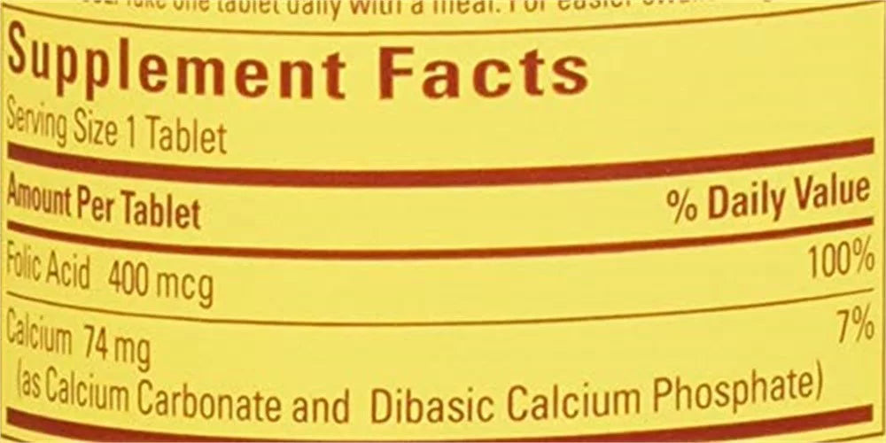 Folic Acid 400 mcg Tablets, Pack of 3 K330749
